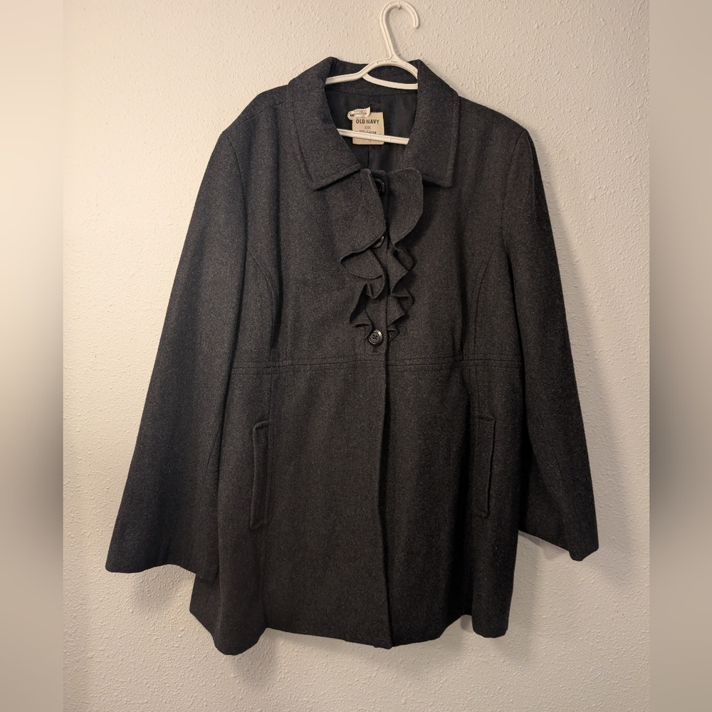 Old Navy Dark Gray Women's Peacoat with Ruffles XXL